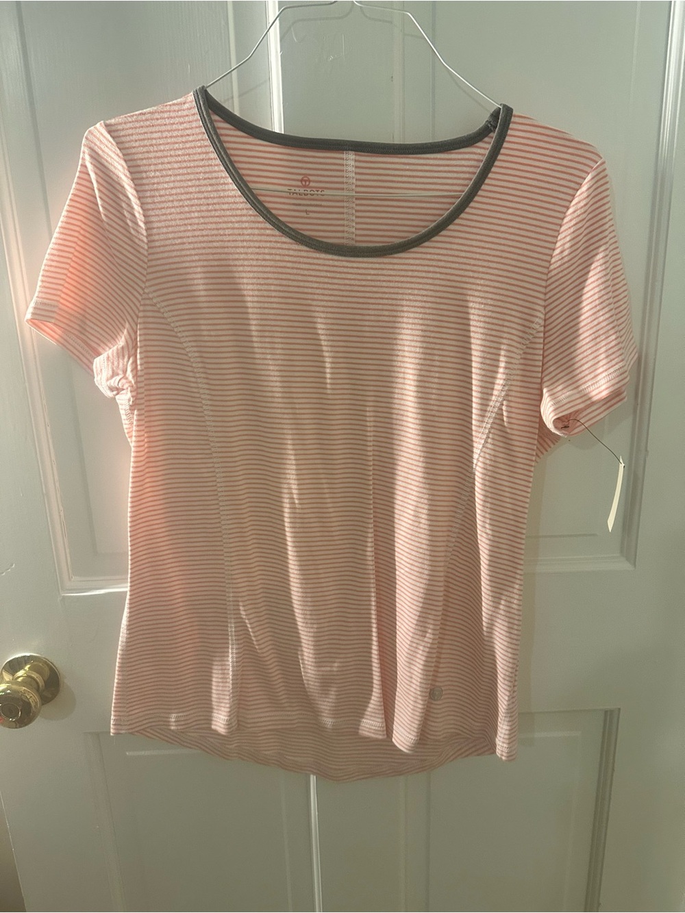 T by Talbots coral Stripe Short-Sleeve Scoop Neck Top
